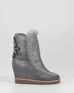 Botas Mou French Toe Wedge Back Patch Cross Duiro Gris