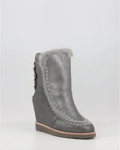 Botas Mou French Toe Wedge Back Patch Cross Duiro Gris