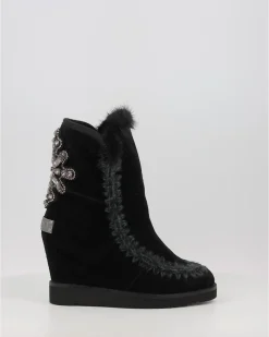 Botas Mou French Toe Wedge Back Patch Cross Negro