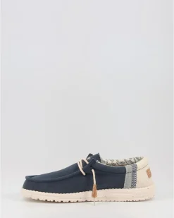 Náuticos Hey Dude Wally Linen Natural Azul