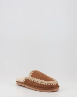 Zuecos Mou Suede Slipper Full Eskimo Stitch Cuero