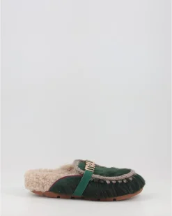 Zuecos Mou Winter Bio Slide Long Hair Ponyskin - Letter Logo Verde