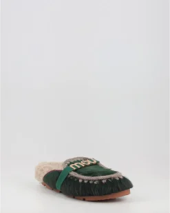 Zuecos Mou Winter Bio Slide Long Hair Ponyskin - Letter Logo Verde