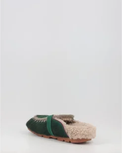 Zuecos Mou Winter Bio Slide Long Hair Ponyskin - Letter Logo Verde