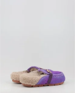 Zuecos Mou Winter Bio Slide Long Hair Ponyskin - Letter Logo Lhppur Morado